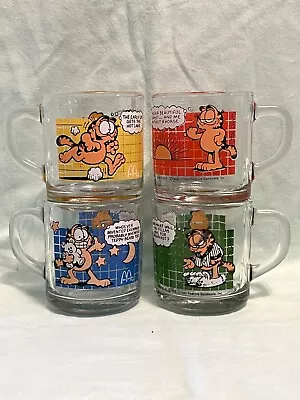 4 Vintage McDonald's 1978 Garfield Tile Glass Coffee Mug Cups Crystal Clear • $49.99