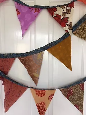 Recycled Sari Colourful Indian Bunting Bohemian Garden Party Home Decor • £8.95