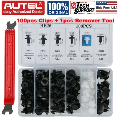 $7.99 • Buy 100pcs Car Clips 6 Sizes Trim Push Retainer Pin Rivet Bumper W/ Remover Tool