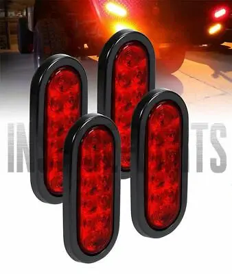 4PCS Trailer Truck  Marine 6 Inch Oval Stop Turn LED Tail Light Lamps RED • $23.99