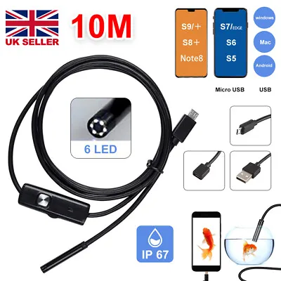 £10.69 • Buy 10M 6 LED USB Endoscope Inspection Tube HD Camera For Android Mobile Phone