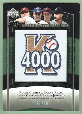 2007 Ud Premier Stitchings Jumbo 4000k Patch #/50 Clemens Ryan Carlton Johnson • $99.99