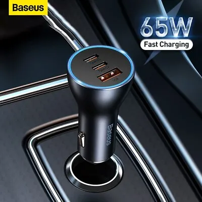 Baseus 65W Car Charger USB Type C Fast Charging Adapter For IPhone 15 Samsung • $23.39