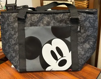 Disney Store Mickey Mouse Insulated Zip Cooler Tote Bag  Black Beach Bag NWOT • $29.95