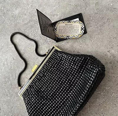 Vintage Glomesh Metal Mesh Large Black/Gold Purse Handbag  Made In Australia • $70