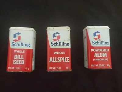 Lot Of 3 VINTAGE SCHILLING SPICE TINS Whole Dill Allspice & Powdered Alum • $3