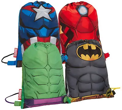 Super Hero Drawstring Gym Bag Kids Marvel PE Swim Kit Backpack School Rucksack • £6.95