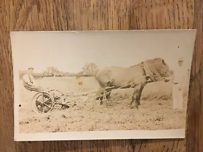 £10 • Buy Horse & Plough Farm Labourers Agricultural RP Photo C.1900s