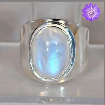 Rainbow Moonstone Gemstone 925 Silver Ring Handmade Jewelry Ring All Size • $7.31