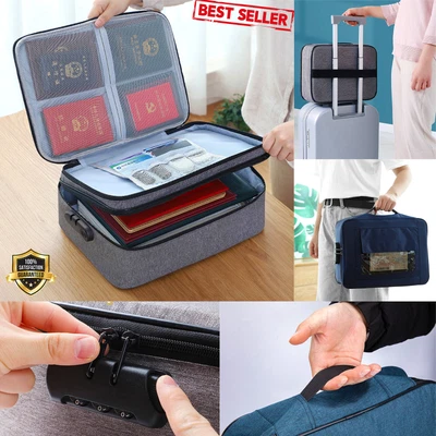 $20.99 • Buy Waterproof Fireproof Safe Box Large Document Bags Travel Organizer Storage Box