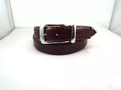 EUC Martin Dingman Handmade Brown Croc. Embossed Leather 1 1/8  Dress Belt Sz 38 • $32