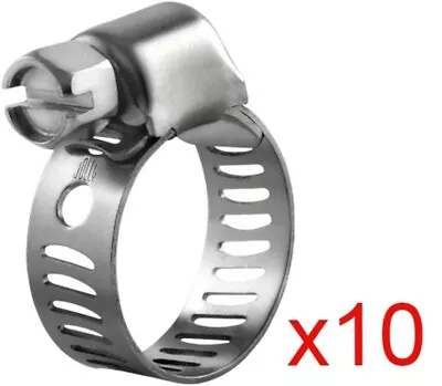 Ten All Stainless SAE #6 Miniature Hose Clamps 5/16  To 5/8  Range • $9.97