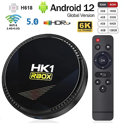 HK1 Smart TV BOX Android12.0 Quad Core 6K WIFI6 BT5.0 Media Streamer Player R9G8 • $25.99