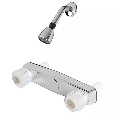 Mobile Home Two Handle 8  Shower Faucet Valve With Shower Head Chrome Finish • $40.45