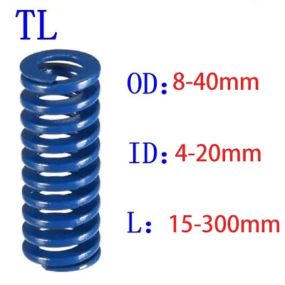 £2.29 • Buy Compression Die Mould Spring Long 15-300mm Blue TL Light Load Spring OD 8-40mm