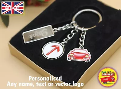 Personalised Metal Car Keyring With Charms With Any Name  • £5.99