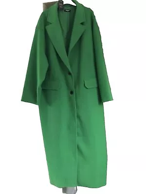 Simply Be Green Faux Wool Maxi Coat Size 26 Full Length  • £33