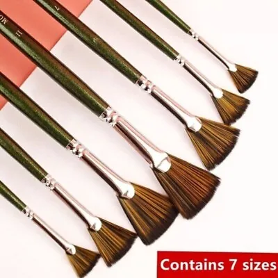 7PCS Pro Art Fan Painting Brushes Set Acrylic Oil Watercolor Artist Paint Brush • £7.30