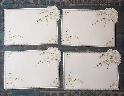 Set Of 4 Floral Daisies Vinyl Padded  Placemats Yellow Stotter • $22