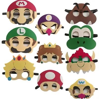 10PC Super Mario Felt Costume Masks Party Supplies Favors Decoration Gift • $15.99