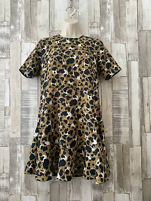 £8 • Buy ASOS Brown Leopard Print Fill Hem Dress Size 6