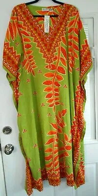  New Sante Muu Mumu 1x 2x 3x Kaftan Caftan House Dress  Lime Green Orange Red  • $21.99