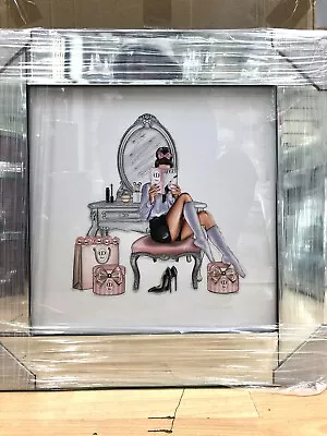 Fashion Picture Liquid Art Vanity Bag Shoe Mirror Frame Wall Hung 55x55 Cm • £69.99