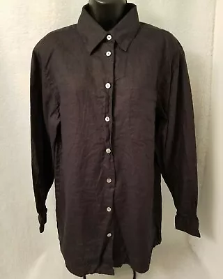 $29.99 • Buy Valerie Stevens Womens Linen Black Button Down Shirt Top Blouse Size M