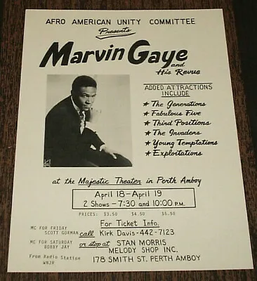 Mint 1960's Marvin Gaye Promo Tour Conert Poster / Ad 8x11 *Repro From Original • $8.95