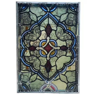 Antique English Gothic Revival Leaded Stained Pressed Glass Window C. 1860 • $1250