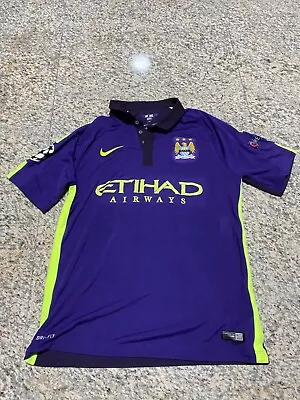 Manchester City 2014/15 Kun Aguero Champions League Third Football Shirt • $17.26