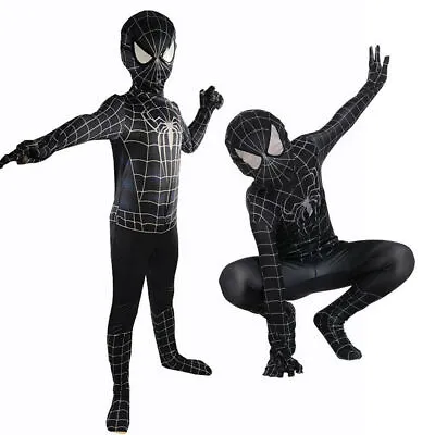 £11.66 • Buy Kids Boys Black Spiderman Superhero Costume Halloween Cosplay Fancy Dress Outfit