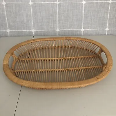 Wicker Rattan Gallery Tray Large Oval Boho Serving  Coffee Table Decor Vtg Read* • $29.95