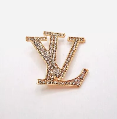 1.20Ct Round Cut Lab Created Diamond Letter LV Brooch Pin 14K Yellow Gold Plated • $137.99