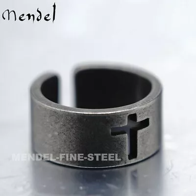 MENDEL Stainless Steel Mens Christian Cross Band Ring Men Women Silver Size 7-14 • $11.99