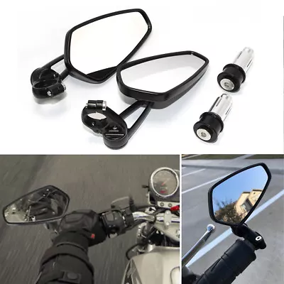 7/8  Rear View Mirror Handlebar Side Black For Street Sport Bike Cruiser Scooter • $24.40