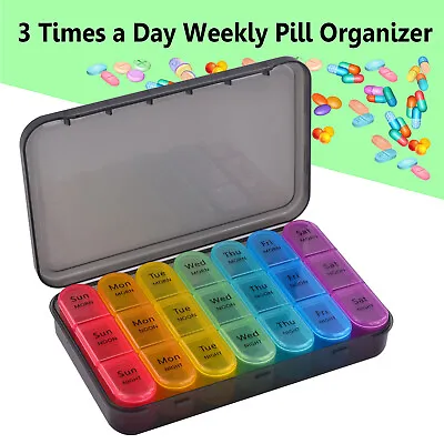 1x Weekly Pill Box Organizer 3 Times A Day Pill Organizer Case Medicine Portable • $12.75