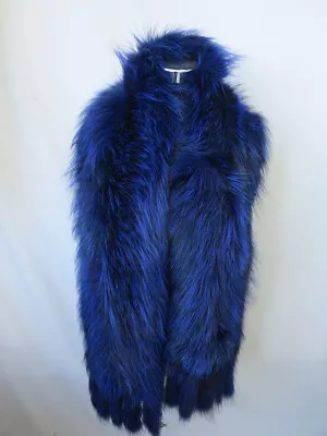 100% Real Fox Fur Scarf / Blue Fur Neck Wrap / Women Cape/shawl  170*25cm • $79