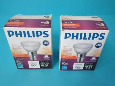 Lot Of 2 New Philips 7w Dimmable Indoor Par20 Flood Light Bulb Led Lamp 25° Soft • $19.99