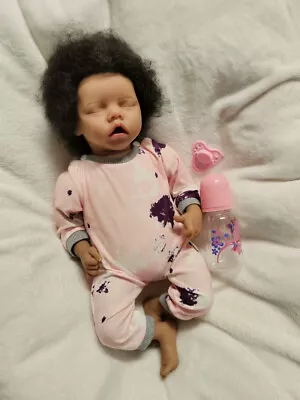 Lifelike Reborn Dolls Realistic African American Baby Girl Doll Handmade Gift US • $39.84