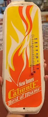 Rare Metal New Times Caliente Rest Of MIAMI Newspaper Advertising Thermometer • $160