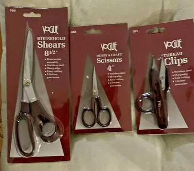 3 Vogue (Mundial) Scissor Set - 8 1/2  Household Shears 4  Craft & Theread Clip • $11.99