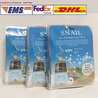30pcs Malie SNAIL Face Mask Packs Sheet 25g Moisturizing Nourishing EXPRESS SHIP • £42.34