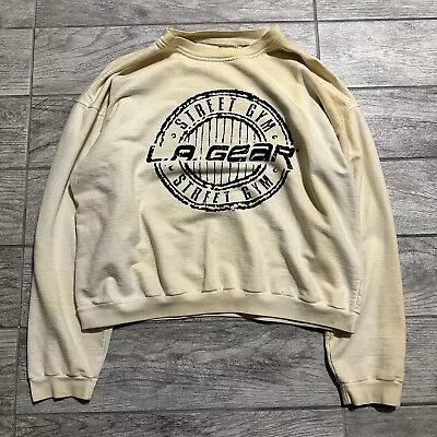 Vintage 1990s LA Gear Logo Sweatshirt Large Crazy White Fade Rare Street Gym • $13.99