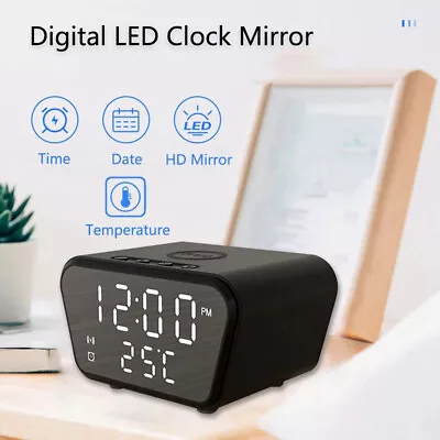 15W Wireless Phone Fast Charger Station LED Digital Thermometer Alarm Clock • £22.79