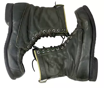VTG BROWNING Green Leather Moc Toe KANGAROO Hunting BOOTS Mens Sz 9.5 EE USA Old • $75