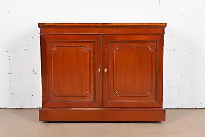 Kindel Furniture Regency Mahogany Flip Top Rolling Bar Cabinet • $2595