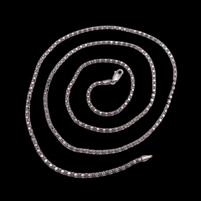 $177.50 • Buy Gorgeous 14K Solid White Gold Arezzo Italy AR Box Chain Necklace 28” 2mm 7gram