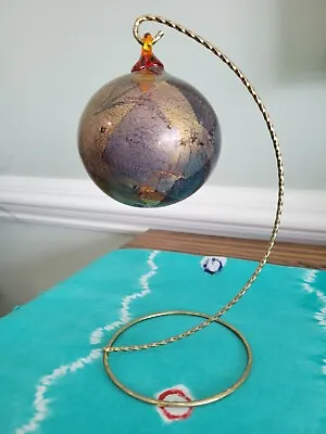 Vintage Hand Blown Art Glass Ball Ornament Sun Catcher 3.5  • $15