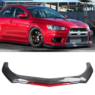 For Mitsubishi Lancer 08-15 EVO X 10 Carbon Front Bumper Lip Splitter Body Kit • $79.99